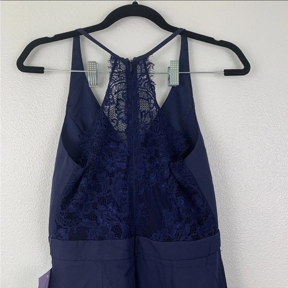 MANIJU Womens Mini Dress Lace Back Navy Sz M - Picture 6 of 7